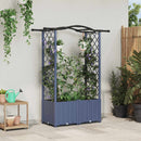 Hævet Bed med Trellis og Tag Grå 125 x 40 x 138 cm PP