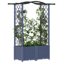 Hævet Bed med Trellis og Tag Grå 125 x 40 x 138 cm PP