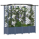 Hævet Bed med Trellis og Tag Grå 204 x 40 x 141 cm PP