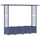 Hævet Bed med Trellis og Tag Grå 203 x 40 x 136 cm PP