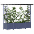 Hævet Bed med Trellis og Tag Grå 203 x 40 x 136 cm PP