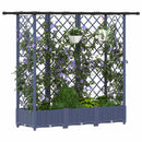 Hævet Bed med Trellis og Tag Grå 164 x 40 x 121 cm PP