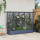 Hævet Bed med Trellis og Tag Grå 202,5 x 40 x 121 cm PP