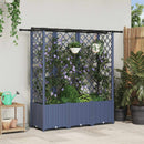 Hævet Bed med Trellis og Tag Grå 163,5 x 40 x 136 cm PP