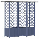 Hævet Bed med Trellis og Tag Grå 163,5 x 40 x 136 cm PP