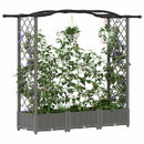 Hævet Bed med Trellis og Tag Lysegrå 169 x 40 x 123 cm PP