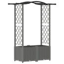 Hævet Bed med Trellis og Tag Lysegrå 125 x 40 x 138 cm PP
