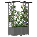 Hævet Bed med Trellis og Tag Lysegrå 125 x 40 x 138 cm PP