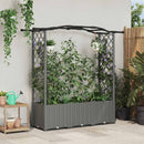 Hævet Bed med Trellis og Tag Lysegrå 164 x 40 x 138 cm PP