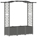 Hævet Bed med Trellis og Tag Lysegrå 164 x 40 x 138 cm PP