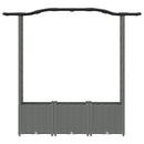 Hævet Bed med Trellis og Tag Lysegrå 164 x 40 x 138 cm PP