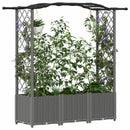 Hævet Bed med Trellis og Tag Lysegrå 164 x 40 x 138 cm PP
