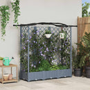 Hævet Bed med Trellis og Tag Lysegrå 163 x 40 x 126 cm PP