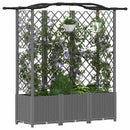 Hævet Bed med Trellis og Tag Lysegrå 163 x 40 x 138 cm PP