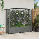 Hævet Bed med Trellis og Tag Lysegrå 204 x 40 x 138 cm PP
