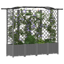 Hævet Bed med Trellis og Tag Lysegrå 204 x 40 x 138 cm PP
