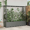 Hævet Bed med Trellis og Tag Lysegrå 203 x 40 x 136 cm PP
