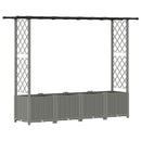 Hævet Bed med Trellis og Tag Lysegrå 203 x 40 x 136 cm PP