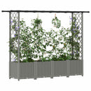 Hævet Bed med Trellis og Tag Lysegrå 203 x 40 x 136 cm PP