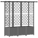 Hævet Bed med Trellis og Tag Lysegrå 163,5 x 40 x 136 cm PP