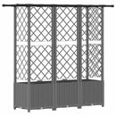 Hævet Bed med Trellis og Tag Lysegrå 163,5 x 40 x 136 cm PP