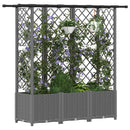 Hævet Bed med Trellis og Tag Lysegrå 163,5 x 40 x 136 cm PP