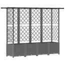 Hævet Bed med Trellis og Tag Lysegrå 202 x 40 x 136 cm PP