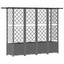 Hævet Bed med Trellis og Tag Lysegrå 202 x 40 x 136 cm PP