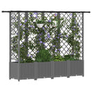 Hævet Bed med Trellis og Tag Lysegrå 202 x 40 x 136 cm PP