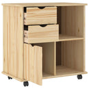 Rullende skab Brun 63,5 x 39 x 65,5 cm Massivt fyrretræ