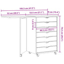 Rulleskab med skrivebord MOSS Klar lak 105,5 x 39 x 74,5 cm