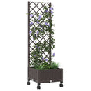Haveplantekasse med espalier og hjul Brun 40 x 40 x 131,5 cm PP
