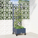 Haveplantekasse med espalier og hjul Blå Grå 40 x 40 x 131,5 cm