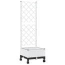 Haveplantekasse med espalier og hjul Hvid 40 x 40 x 131,5 cm PP