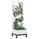Haveplantekasse med espalier og hjul Hvid 40 x 40 x 131,5 cm PP