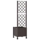Haveplantekasse med espalier og hjul Brun 40 x 40 x 146 cm PP