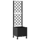 Haveplantekasse med espalier og hjul Sort 40 x 40 x 146 cm PP