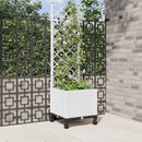 Haveplantekasse med espalier og hjul Hvid 40 x 40 x 146 cm PP