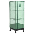 Haveplantekasse med drivhusdække og hjul Sort 40 x 40 x 129 cm