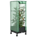 Haveplantekasse med drivhusdække og hjul Sort 40 x 40 x 129 cm