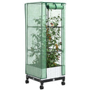 Haveplantekasse med drivhusdække og hjul Hvid 40 x 40 x 129 cm