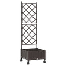 Haveplantekasse med espalier og hjul Brun 40 x 40 x 131,5 cm PP