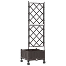 Haveplantekasse med espalier og hjul Brun 40 x 40 x 131,5 cm PP