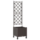 Haveplantekasse med espalier og hjul Brun 40 x 40 x 149 cm PP