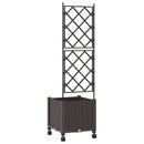 Haveplantekasse med espalier og hjul Brun 40 x 40 x 149 cm PP