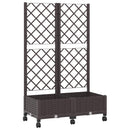 Haveplantekasse med espalier og hjul Brun 80 x 40 x 131,5 cm PP