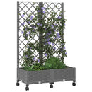 Haveplantekasse med espalier og hjul Lysegrå 80 x 40 x 131,5 cm
