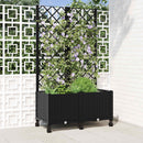 Haveplantekasse med espalier og hjul Sort 80 x 40 x 146 cm PP
