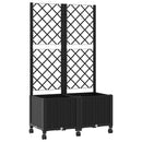 Haveplantekasse med espalier og hjul Sort 80 x 40 x 146 cm PP