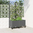 Haveplantekasse med espalier og hjul Lysegrå 80 x 40 x 146 cm